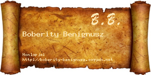Boberity Benignusz névjegykártya